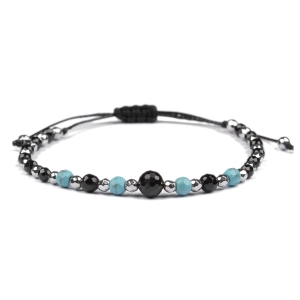 Bransoletka celebrytka czarny TURMALIN TURKUS HEMATYT ochrona i szczęście